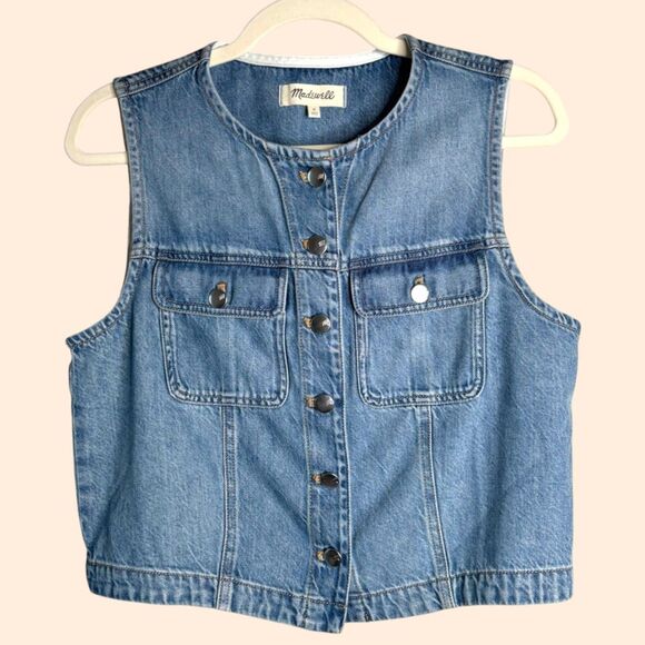 Madewell Cropped Airy Denim Vest - Picture 2 of 7